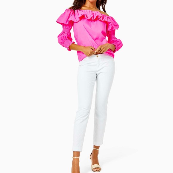 Lilly Pulitzer Pants - Lilly Pulitzer 29" Kelly Textured Ankle Length Skinny Pants in White Size 12